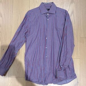 Hugo Boss Blue and Red Striped Dress Shirt